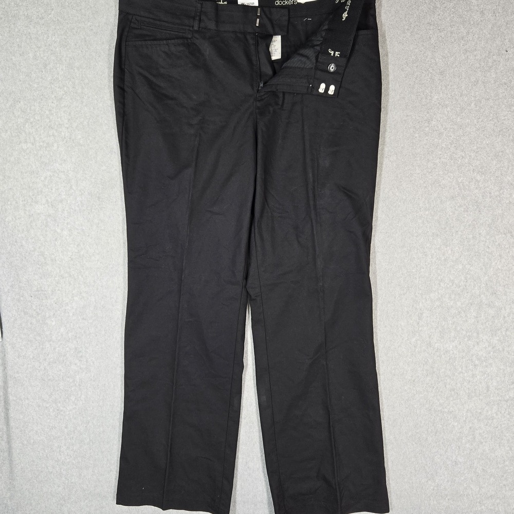 Dockers Women Pants 16M Black Khakis Khaki Pants 31" Inseam Stretch NWT